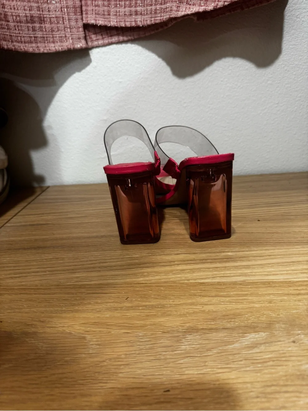 SCHUTZ Coral Block Heel Sandals with Clear Straps